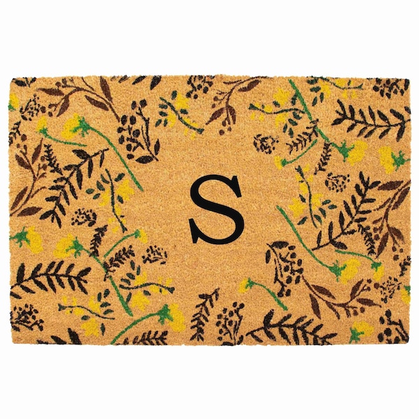 Calloway Mills Monogram Door Mat, Black, Yellow, Green, Natural, 24 in W x 36 in L 105082436S - main